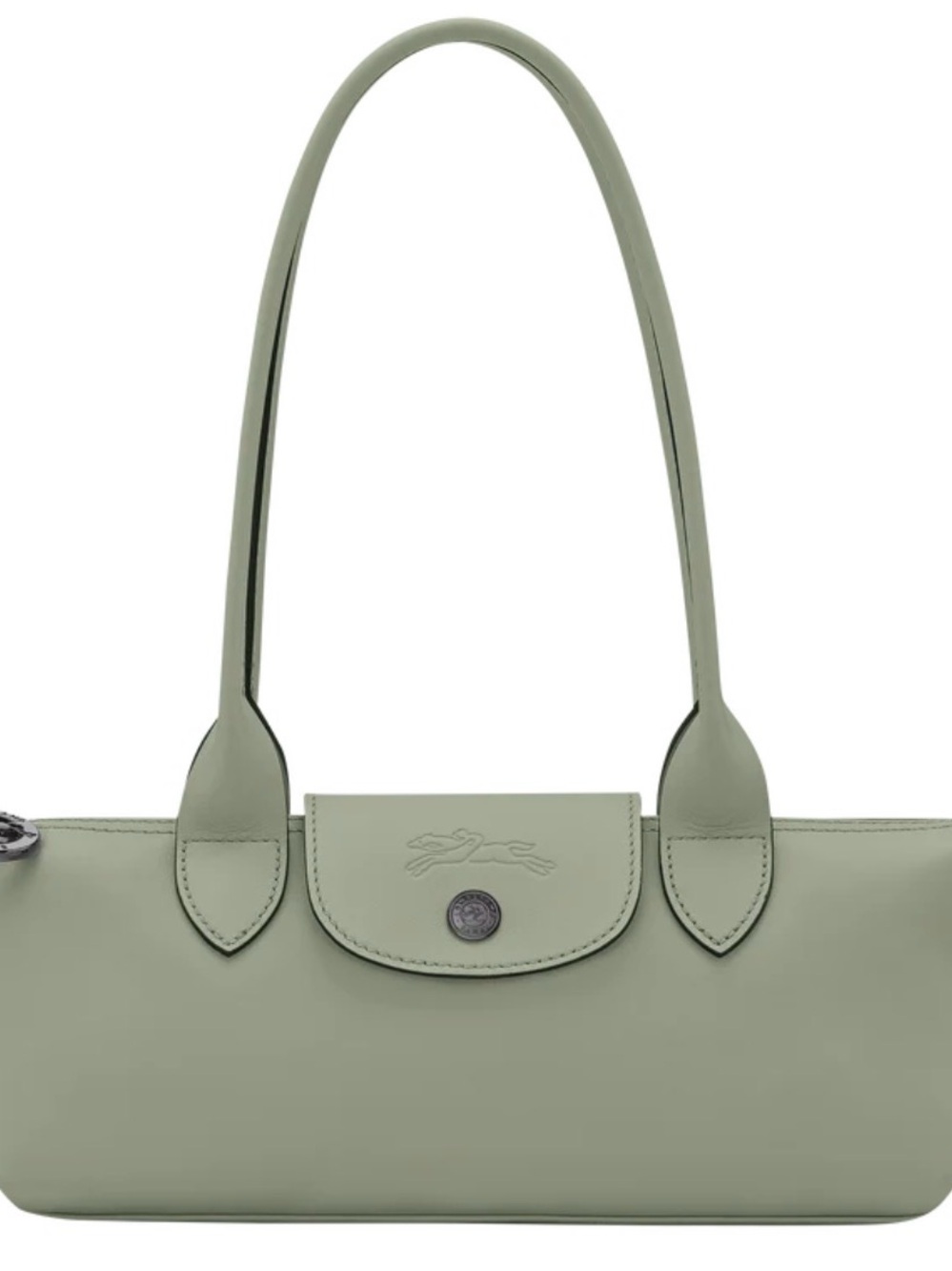 Longchamp Sage Green Shoulder Bag with Slim Double Straps-ALLURE leather bag